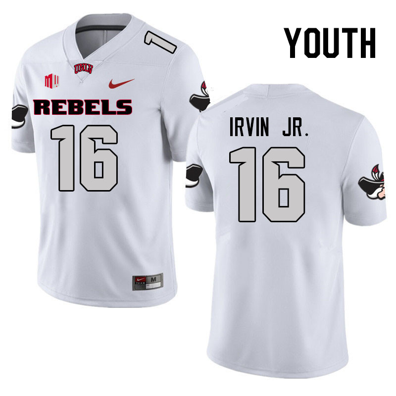 Youth #16 DeAngelo Irvin Jr. UNLV Rebels College Football Jerseys Stitched Sale-White